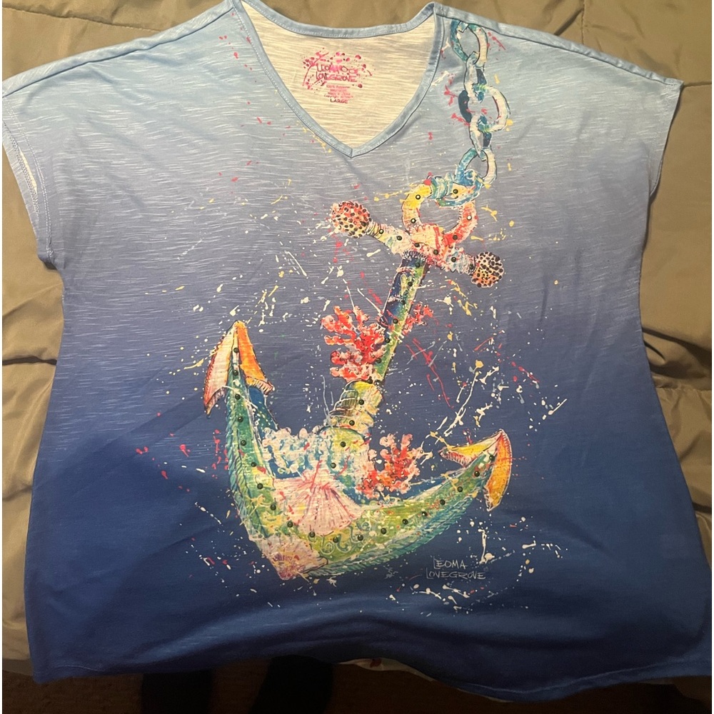 LEOMA LIVEGROVE ombré shirt sparkles size LARGE